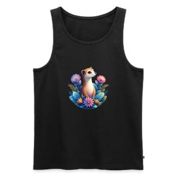 Surikate-Design im trendigen Grain-Look - Männer Premium Bio Tank Top - Schwarz - Vorne - AI Model Male 178 light (178cm)