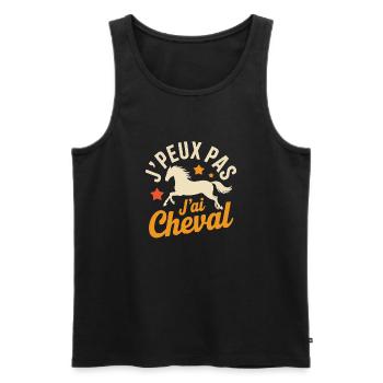 J'Peut Pas, J'Ai Cheval – Humor, Équestre, Kavalie - Männer Premium Bio Tank Top - Schwarz - Vorne - AI Model Male 178 light (178cm)