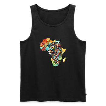 Afrika Karte mit bunter Löwe, Liebe Afrika - Männer Premium Bio Tank Top - Schwarz - Vorne - Michal (187cm)