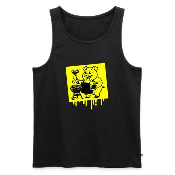 Pork Grilling Beer - Men's Premium Organic Tank Top - black - Front - AI Model Male 178 light (178cm)