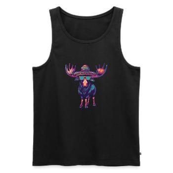 Elch Comic Lustig Sombrero - Männer Premium Bio Tank Top - Schwarz - Vorne - AI Model Male 178 light (178cm)