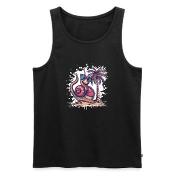 Vacances d’été de l’escargot - Débardeur bio Premium Homme - noir - Devant - Michal (187cm)