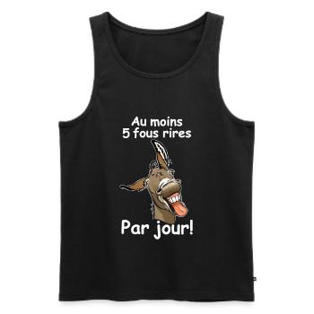 Ane lachen mindestens 5 lachen (weißer Text) - Männer Premium Bio Tank Top - Schwarz - Vorne - AI Model Male 178 light (178cm)