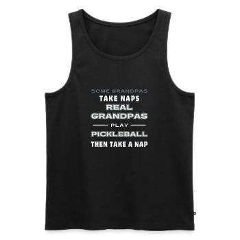 Lustiger Pickleball-Spruch "Senior Player Cool Grandpa" - Männer Premium Bio Tank Top - Schwarz - Vorne - AI Model Male 178 light (178cm)