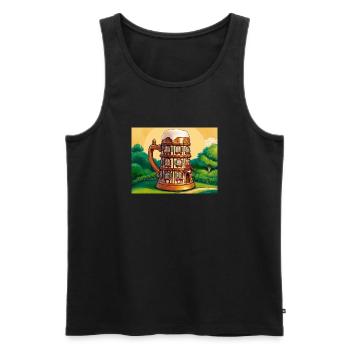 Ein Fachwerkhaus in Form eines Bieres - Männer Premium Bio Tank Top - Schwarz - Vorne - AI Model Male 178 light (178cm)