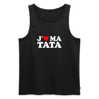 J'aime Ma Tata Cadeau Tante Coeur Rouge - Débardeur bio Premium Homme - noir - Devant - Michal (187cm)