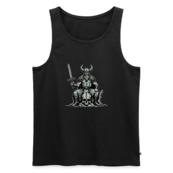 Wikinger mit Schwert auf einem Schädel - Männer Premium Bio Tank Top - Schwarz - Vorne - AI Model Male 178 light (178cm)