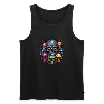 Decorative Large Skull with Small Skulls - Men's Premium Organic Tank Top - black - Front - AI Model Male 178 light (178cm)