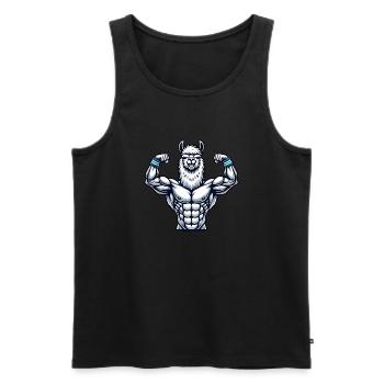 lama alpaga fort musculaire fitness bodybuilder - Débardeur bio Premium Homme - noir - Devant - Michal (187cm)