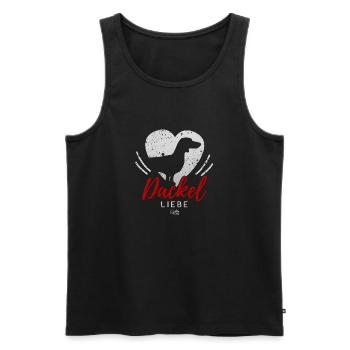 Dackel Liebe mit Herz - Männer Premium Bio Tank Top - Schwarz - Vorne - Michal (187cm)