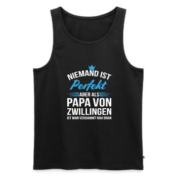 Papa von Zwillingen Zwillinge Vater Geschenk - Männer Premium Bio Tank Top - Schwarz - Vorne - Michal (187cm)