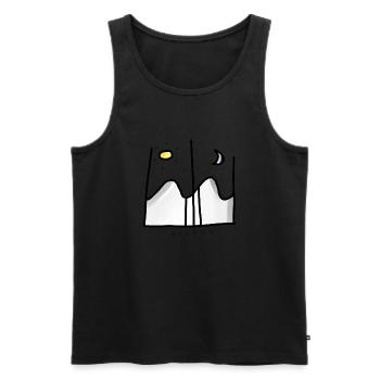 Shirts Tassen etc mit Tag & Nacht Sonne & Mond - Männer Premium Bio Tank Top - Schwarz - Vorne - Michal (187cm)