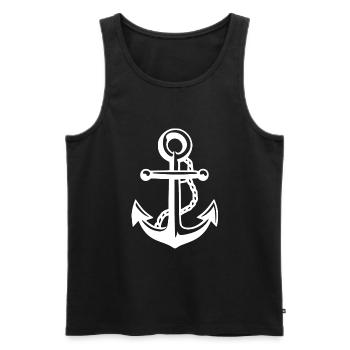 Schiff Anker in Weiss mit Seil Meer See Ozean - Männer Premium Bio Tank Top - Schwarz - Vorne - AI Model Male 178 light (178cm)