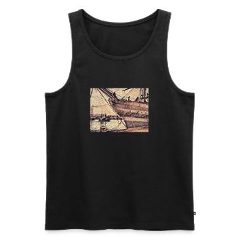 Ship No. 4 - Men's Premium Organic Tank Top - black - Front - AI Model Male 178 light (178cm)
