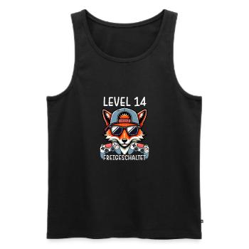 Level 14 Freigeschaltet Gamer Geburtstag Gaming - Männer Premium Bio Tank Top - Schwarz - Vorne - Michal (187cm)