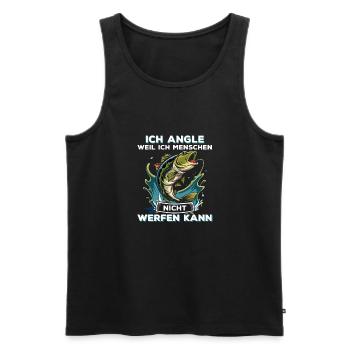 Ich Angle Weil Ich Menschen Nicht Werfen Kann - Männer Premium Bio Tank Top - Schwarz - Vorne - Michal (187cm)