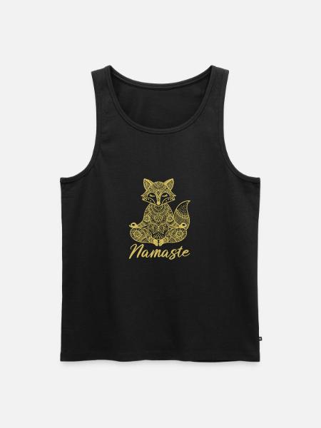 Namaste Fuchs Mandala Yoga Meditation - Männer Premium Bio Tank Top - Schwarz