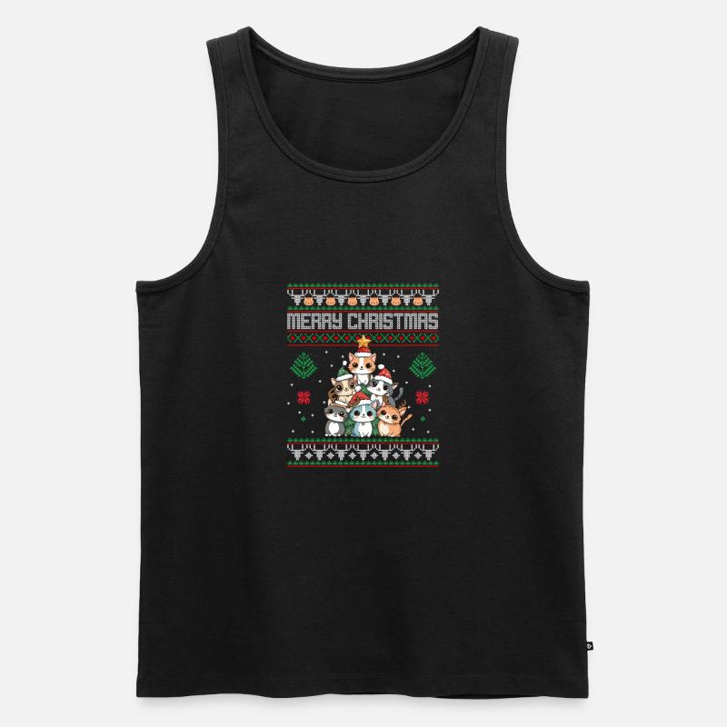 Katze Weihnachten Katze - Männer Premium Bio Tank Top - Schwarz
