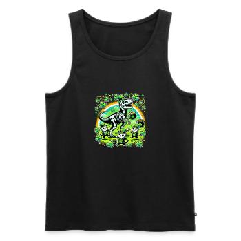Katze Armee Dino St. Patrick's Day Kleeblätter - Männer Premium Bio Tank Top - Schwarz - Vorne - AI Model Male 178 light (178cm)