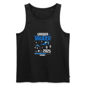 Großer Bruder 2025 Baby Traktor Landwirt - Männer Premium Bio Tank Top - Schwarz - Vorne - Michal (187cm)