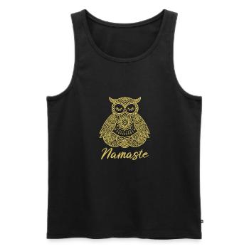 Namaste Eule Mandala - Männer Premium Bio Tank Top - Schwarz - Vorne - Michal (187cm)