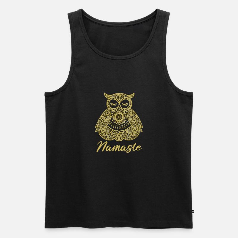 Namaste Eule Mandala - Männer Premium Bio Tank Top - Schwarz