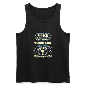 Edles Berufe-Shirt für den Tischler - Männer Premium Bio Tank Top - Schwarz - Vorne - Michal (187cm)