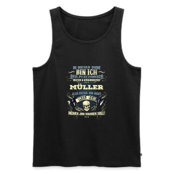 Edles Berufe-Shirt für den Müller - Männer Premium Bio Tank Top - Schwarz - Vorne - Michal (187cm)