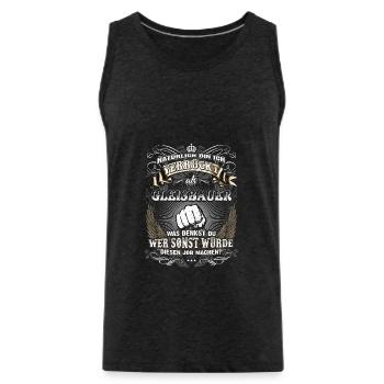 Edles Berufe-Shirt für den Gleisbauer - Männer Premium Bio Tank Top - Anthrazit - Vorne - Alexander (188cm)