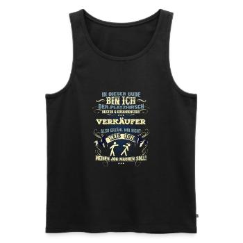 Edles Berufe-Shirt für den Verkäufer - Männer Premium Bio Tank Top - Schwarz - Vorne - Michal (187cm)