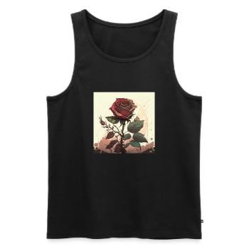 Paysage romantique de rêve de rose - Débardeur bio Premium Homme - noir - Devant - Michal (187cm)