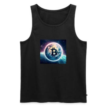 Bitcoin découvre l’espace - Débardeur bio Premium Homme - noir - Devant - AI Model Male 178 light (178cm)