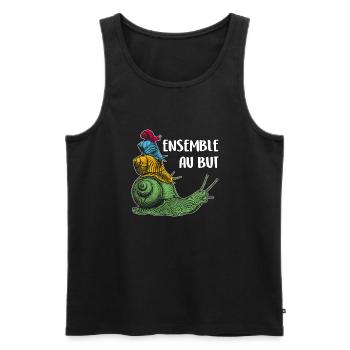 ensemble vers le but quatre escargots et proverbe - Débardeur bio Premium Homme - noir - Devant - Michal (187cm)