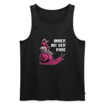 Immer mit der Ruhe vier Schnecken und Spruch - Männer Premium Bio Tank Top - Schwarz - Vorne - AI Model Male 178 light (178cm)