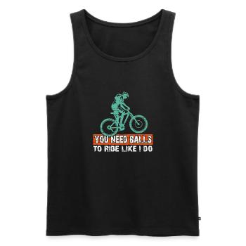 Il faut du courage pour faire du VTT comme moi - Débardeur bio Premium Homme - noir - Devant - AI Model Male 178 light (178cm)