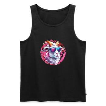 Cool billy goat with sunglasses on splash of color - Men's Premium Organic Tank Top - black - Front - Michal (187cm)