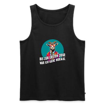 Bis zur ersten Ziege war ich ganz normal - Männer Premium Bio Tank Top - Schwarz - Vorne - AI Model Male 178 light (178cm)