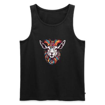 Bunte mit Federn geschmückte Ziege Ziegenbock - Männer Premium Bio Tank Top - Schwarz - Vorne - AI Model Male 178 light (178cm)