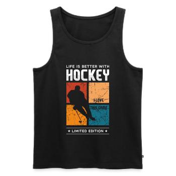Life is better with Hockey - Männer Premium Bio Tank Top - Schwarz - Vorne - AI Model Male 178 light (178cm)