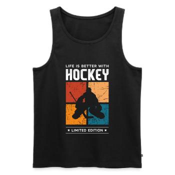Life is better with Hockey - Männer Premium Bio Tank Top - Schwarz - Vorne - AI Model Male 178 light (178cm)