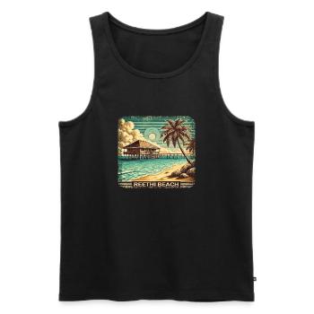Reethi Beach Maldives Retro Summer Grunge Beach - Men's Premium Organic Tank Top - black - Front - Michal (187cm)