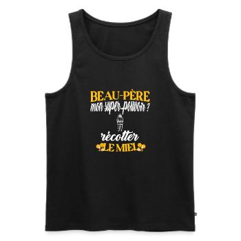 Beau-père t-shirt apiculteur abeille miel métier - Débardeur bio Premium Homme - noir - Devant - Michal (187cm)