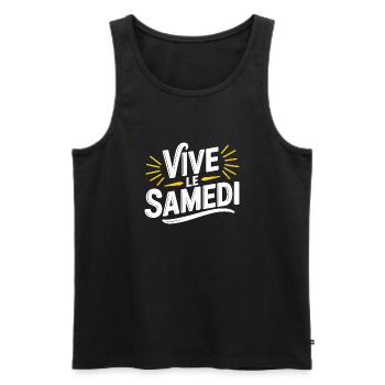 Vive le samedi - Débardeur bio Premium Homme - noir - Devant - Michal (187cm)