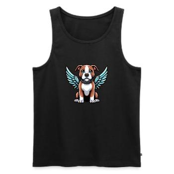 Süßer Pitbull Engel Cartoon mit Flügeln - Männer Premium Bio Tank Top - Schwarz - Vorne - Michal (187cm)