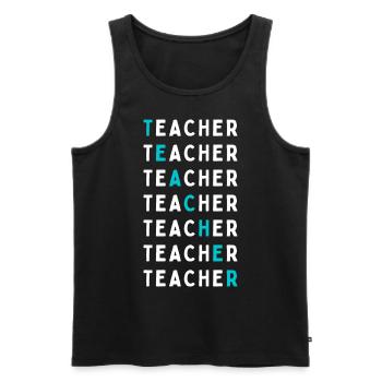 I am teacher Mrs. Man with class class teacher - Men's Premium Organic Tank Top - black - Front - AI Model Male 178 light (178cm)