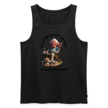 The toiling has come to an end - Long live the pension - Men's Premium Organic Tank Top - black - Front - AI Model Male 178 light (178cm)