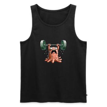 Entraînement de fitness drôle d’amibe haltérophile - Débardeur bio Premium Homme - noir - Devant - Michal (187cm)