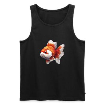 Fancy Calico Veiltail Poisson rouge - Débardeur bio Premium Homme - noir - Devant - AI Model Male 178 light (178cm)