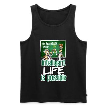 Scientist agree intelligent life is possible - Men's Premium Organic Tank Top - black - Front - AI Model Male 178 light (178cm)