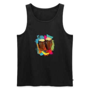 Conga Drums Latin Music Tumbadora - Men's Premium Organic Tank Top - black - Front - Michal (187cm)